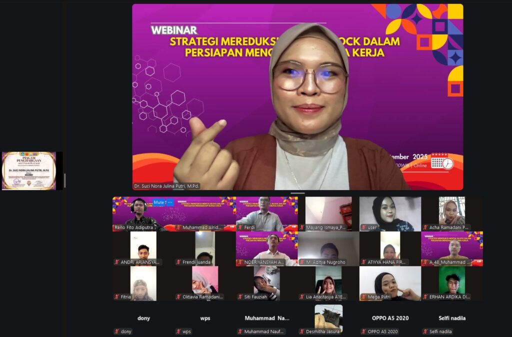 UPA BK UNJA Gelar Webinar Strategi Mereduksi Mental Block Hadapi Dunia Kerja